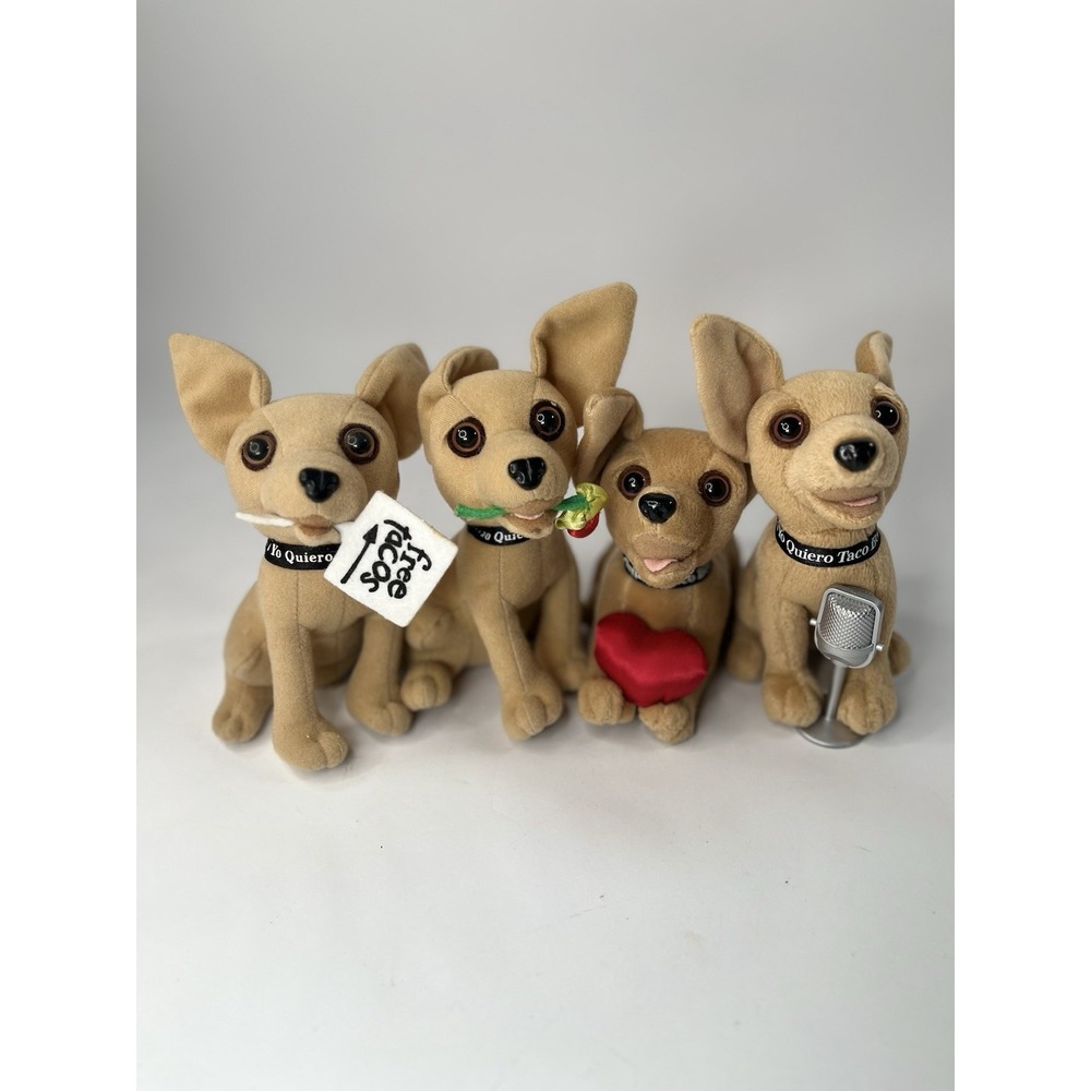 Taco Bell Chihuahua Dog Plush Toys Set of 4 Vintage 90s Applause Merchandise